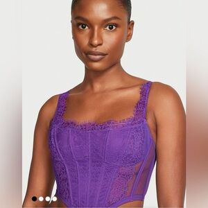 Victorias Secret Violetta Lace Corset/Bustier Top- Purple- Size Extra Small- NWT